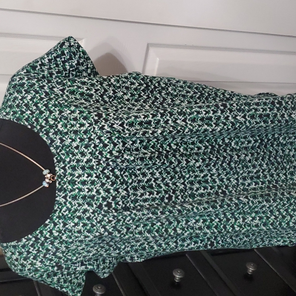 Green, white. Black  and blue pattern shirt